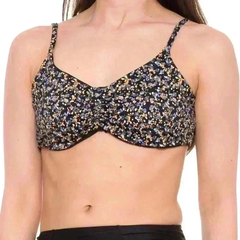 Prana Jess Reversible Bikini Top in Black/Floral - Size XL NWT